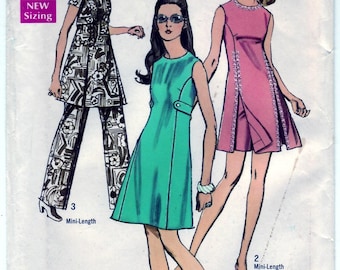 Vintage 1970 Simplicity 8788 UNCUT Sewing Pattern Miss Petites', Misses' Dress and Patns in Two Lengths Size 6mp Bust 30-1/2