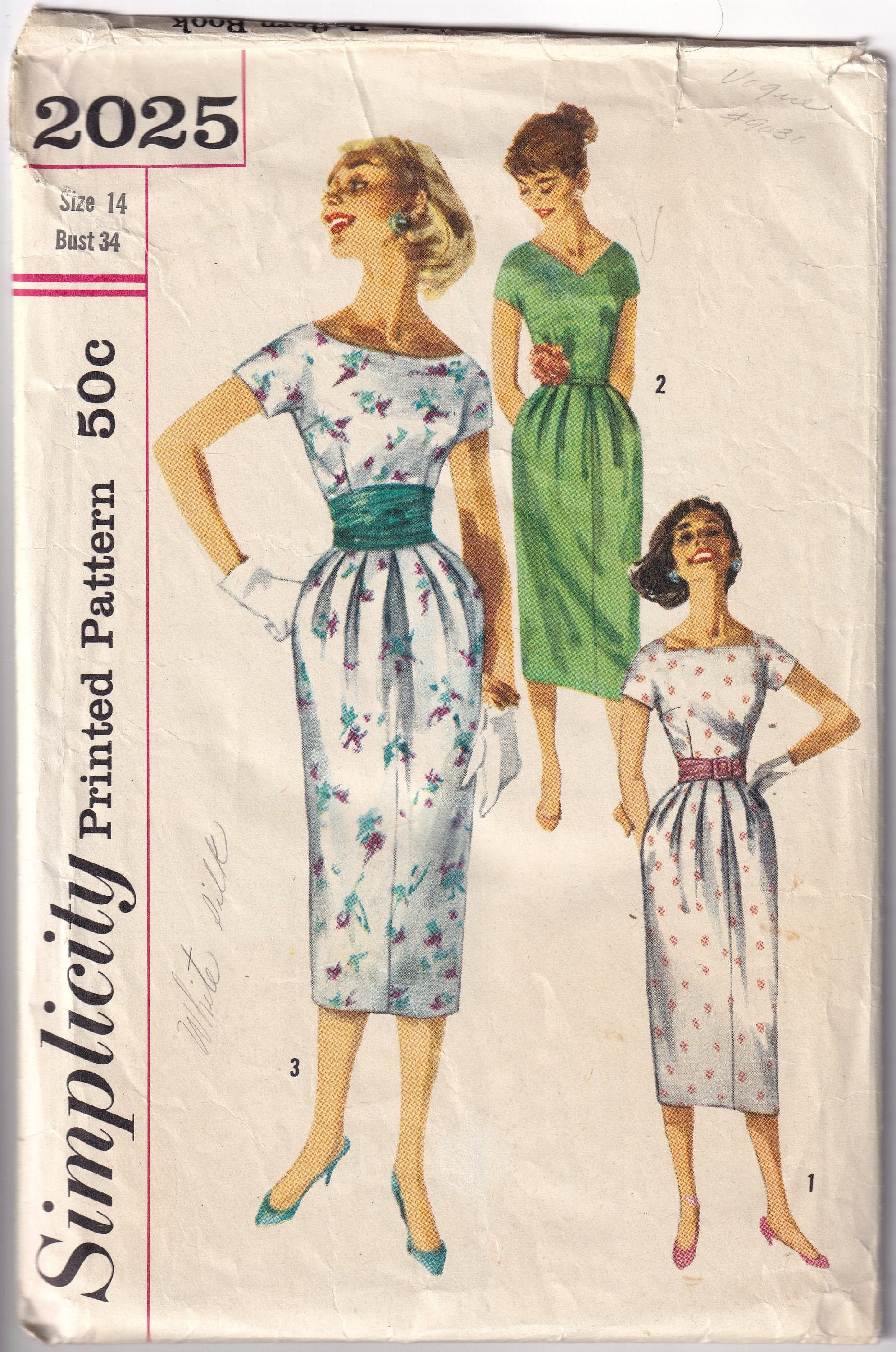 Vintage 1957 Simplicity 2025 Sewing Pattern Misses' One