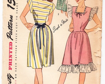 Vintage 1945 Simplicity 1567 Sewing Pattern Teen-Age One-Piece Dress Size 16 Bust 34