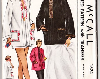 Vintage 1950 McCall 1524 Sewing Pattern Misses' Casual Coat for Beach or Evening Size 16 Bust 34