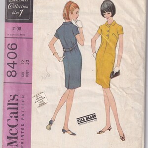 Vintage 1966 McCall's 8406 Oklippt sömnadsmönster för fröknar, klänning storlek 12, byst 32