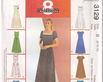 2001 McCall's 3129 UNCUT Sewing Pattern Misses' Dress Size 8-12 Bust 31-1/2 - 34 Size 14-20 Bust 36-42