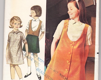 Vintage 1965 Butterick 3665 UNCUT Sewing Pattern Girl's Dress, Jumper, Blouse, Skirt & Weskit Size 12