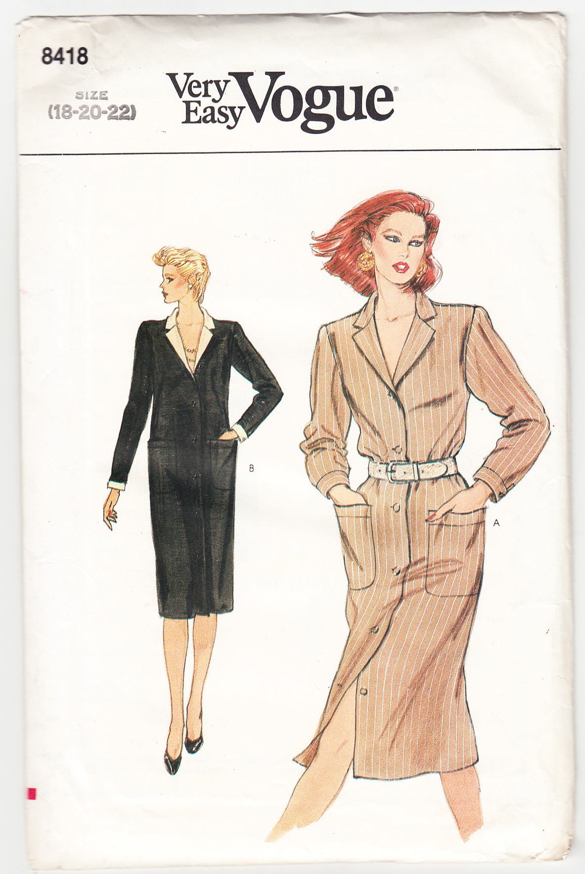 Classic 1988 Vogue 8418 UNCUT Sewing Pattern Misses' Dress
