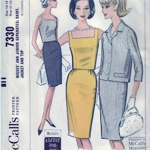 Vintage 1964 McCall's 7330 Sewing Pattern Misses' and Junior's Separates, Skirt, Jacket and Top Size 12 Bust 32