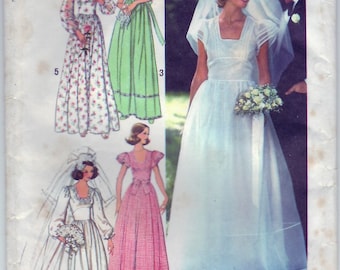 Vintage 1977 Simplicity 7886 Naaipatroon mist bruids- en bruidsmeisjesjurk maat 10 buste 32-1/2