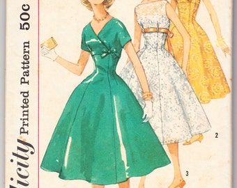 Vintage 1956 Simplicity 1842 Sewing Pattern Teen Age One-Piece Dress Size 12 Bust 32