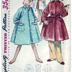 Vintage 1953 Simplicity 4504 Sewing Pattern Girl&#39;s Duster in Two Lengths Size 10