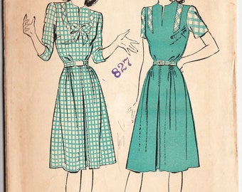 Vintage 1945 Advance 3738 Sewing Pattern Misses' Dress Size 9 Bust 28