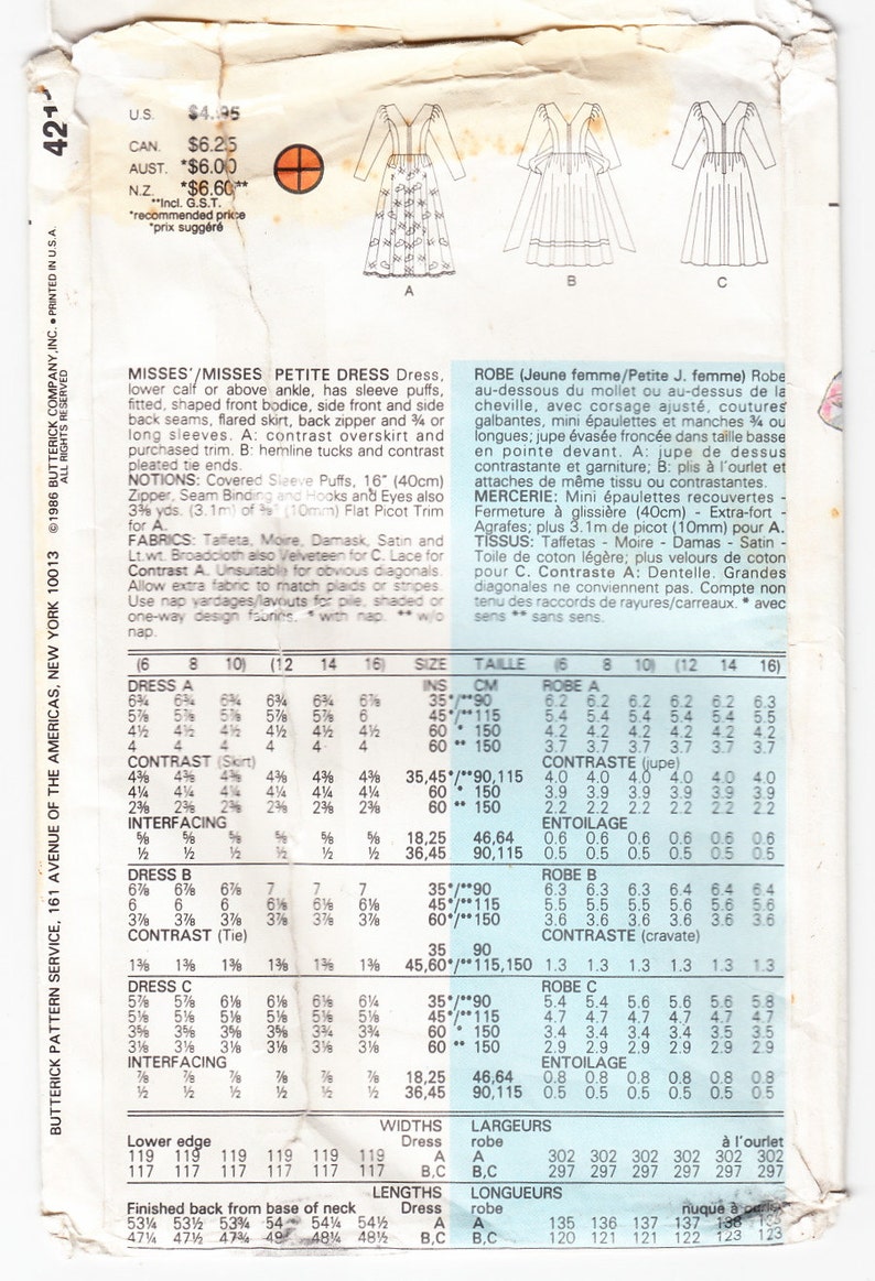 Classic 1986 Butterick 4211 UNCUT Sewing Pattern Misses' | Etsy