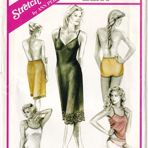 2002 Stretch & Sew F829 UNCUT Ann Pearson Sewing Pattern Misses&#39; Lingerie Panties Teddy Camisole Slips Size S-M-L Bust 30 - 46