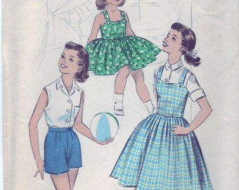 Vintage 1958 Advance 8660 Sewing Pattern Girl's Child's Jumper, Blouse and Shorts Size 10