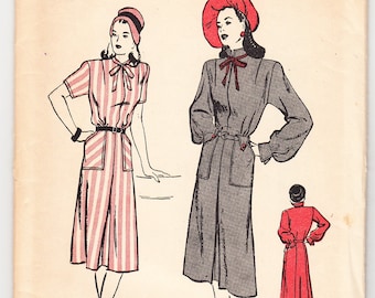 Vintage 1948 Butterick 4049 Sewing Pattern Misses' One-Piece Softly Tailored Dress Size 12 Bust 30