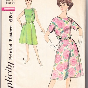 Vintage 1962 Simplicity 4405 Sewing Pattern Misses' and Women's One-Piece Dress Size 14 Bust 34 image 1