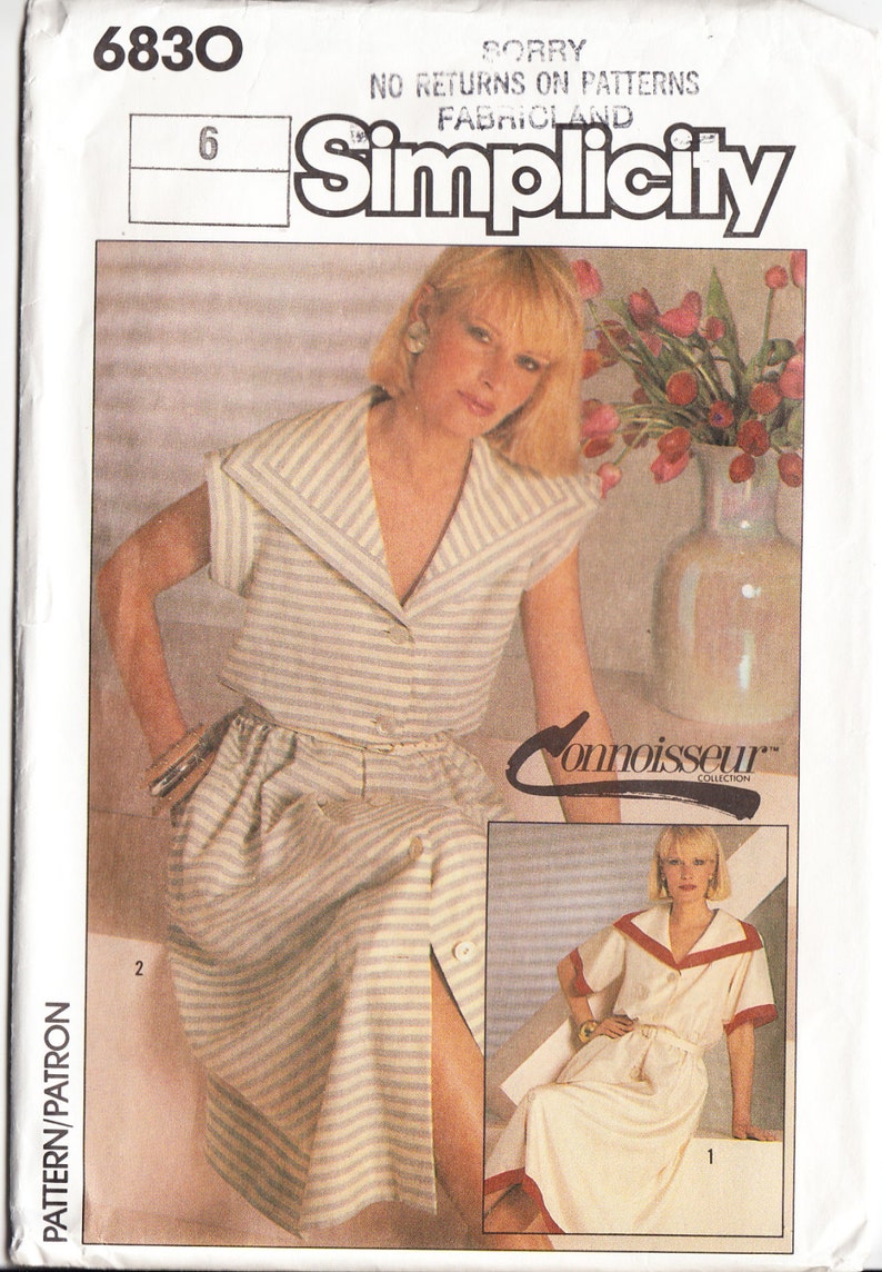 Classic 1985 Simplicity 6830 UNCUT Sewing Pattern Misses' Pullover Dress Size 6 Bust 30-1/2 image 1