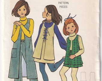 ヴィンテージ 1972 バタリック 6021 未カット 裁縫パターン 女の子用ベスト、スカート、パンツ サイズ 4