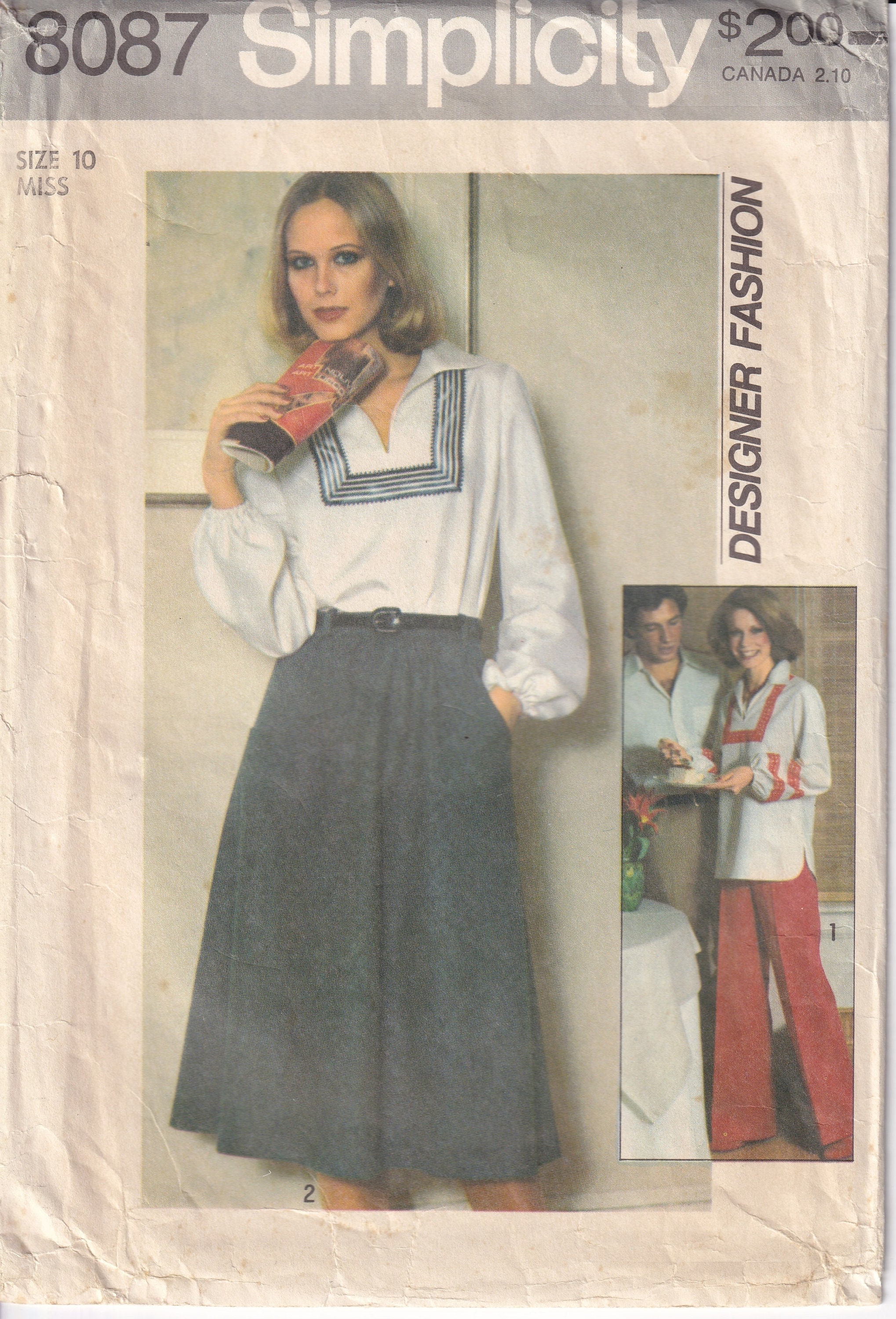 Vintage 1977 Simplicity 8087 Sewing Pattern Misses' Pullover Top, Bias ...