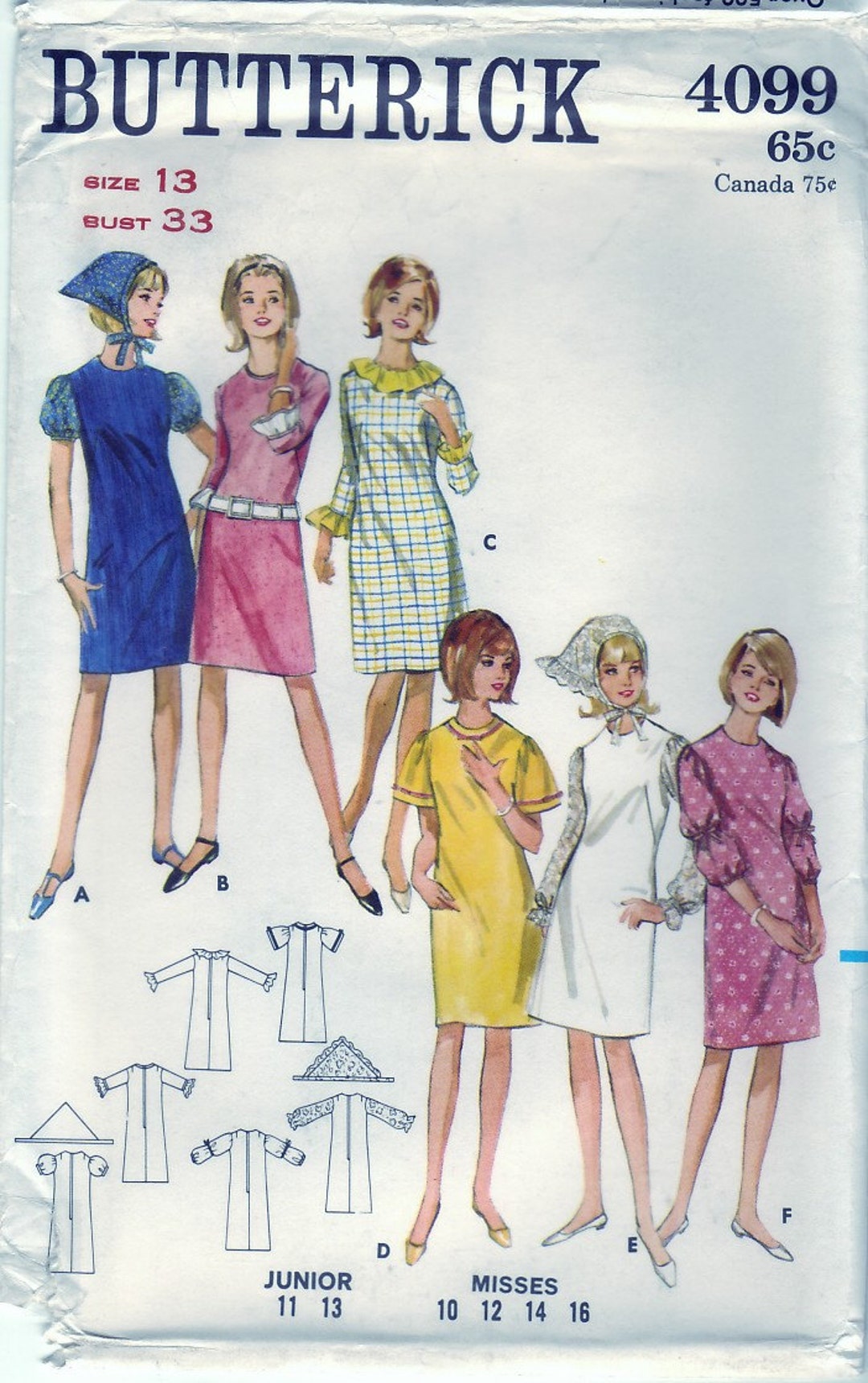 Vintage 1966 Butterick 4099 UNCUT Sewing Pattern Misses  display picture 1