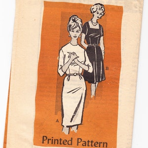 Vintage 1962 Anne Adams 4747 Symönster Dam Halva Storlekar Klänning Storlek 14-1/2 Byst 35