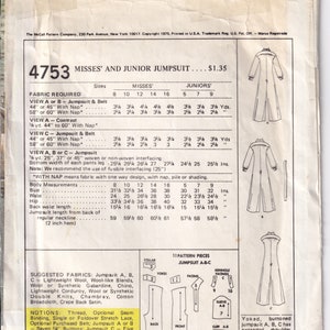 Vintage 1975 Mccall's 4753 Sewing Pattern Misses' - Etsy