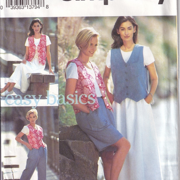 Classic 1993 Simplicity 8300 UNCUT FF Schnittmuster Misses 'Rock, Hose oder Shorts und gefütterte Weste Größe 16-18-20-22 Büste 38-40-42-44