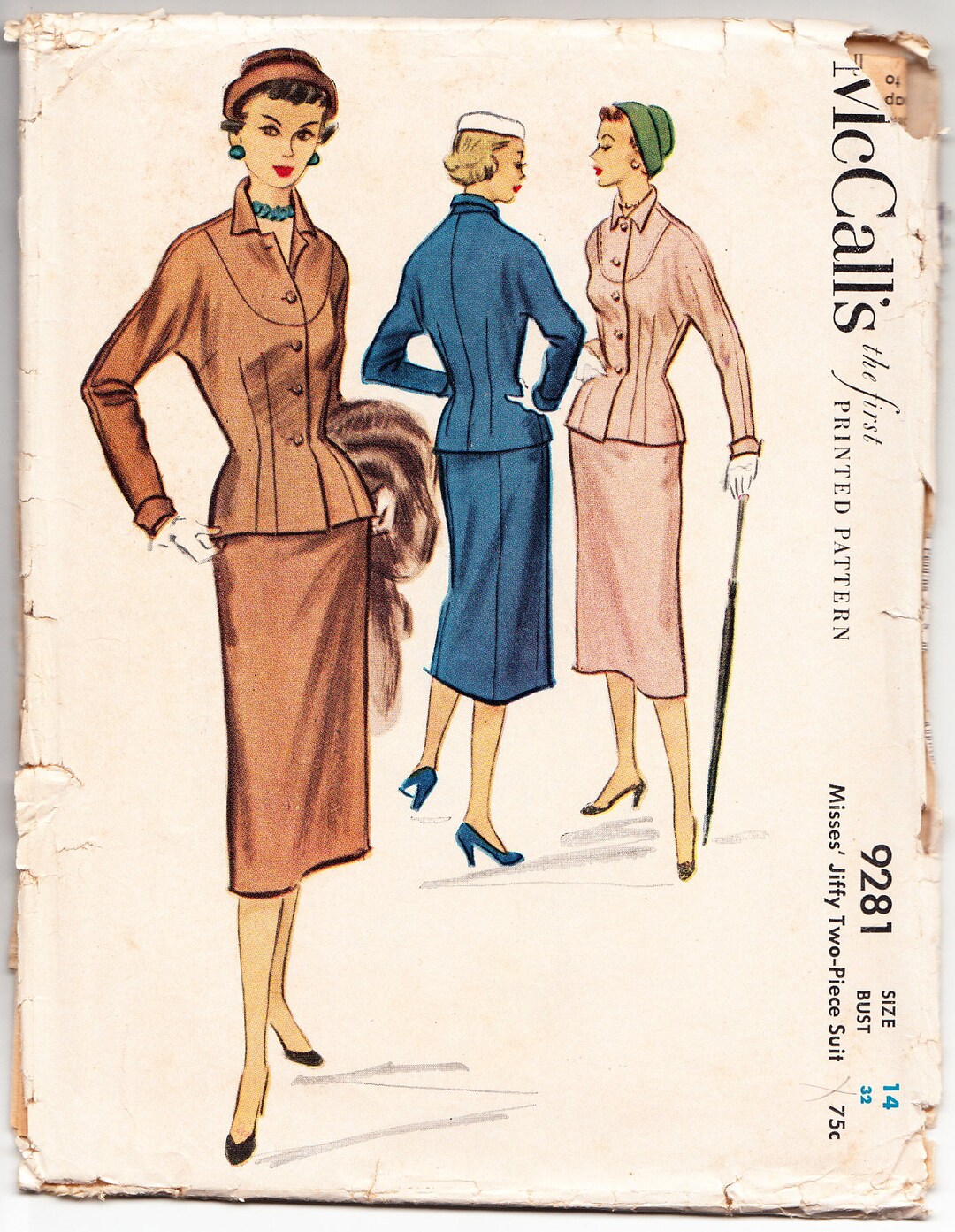 Buy Vintage 1953 Mccall's 9281 Sewing Pattern Misses' Two-piece