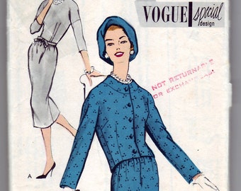 Vintage 1957 Vogue S-4850 Special Design Sewing Pattern Misses' One-Piece Dress and Jacket Size 12 Bust 32