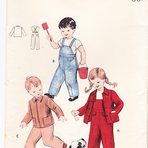 Vintage 1953 Butterick 6198 Sewing Pattern Child&#39;s Overalls and Jacket Suit Size 4