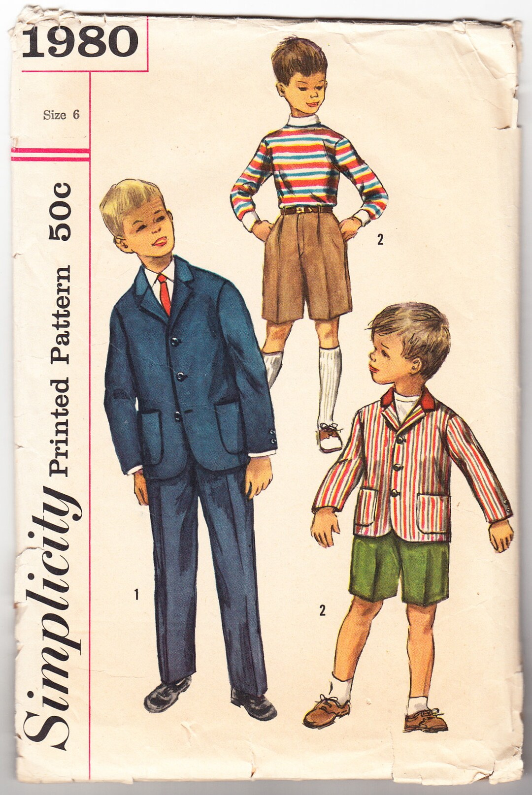 Vintage 1957 Simplicity 1980 Sewing Pattern Boys