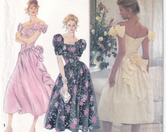 Vintage 1991 Simplicity 7660 Jessica McClintock Sewing Pattern Misses' Formal Dress Size 8 Bust 31-1/2