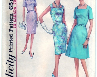 Vintage 1963 Simplicity 5354 UNCUT Sewing Pattern Misses' One-Piece Dress With Two Skirts Size 12 Bust 32