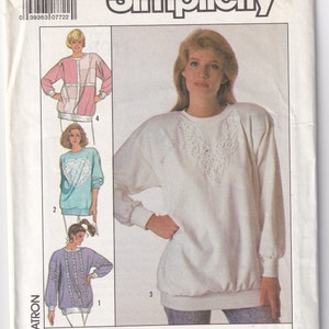 Classic 1988 Simplicity 8911 Sewing Pattern Misses&#39; Decorated Knit Sweatshirt Size Small (10-12) Bust Chest 32-1/2 - 34
