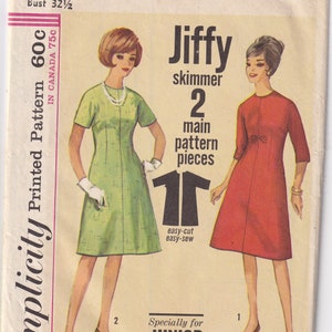 Vintage 1963 Simplicity 5076 Sewing Pattern Junior Petite&#39;s One-Piece Dress Size 9jp Bust 32-1/2