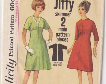 Vintage 1963 Simplicity 5076 Sewing Pattern Junior Petite's One-Piece Dress Size 9jp Bust 32-1/2