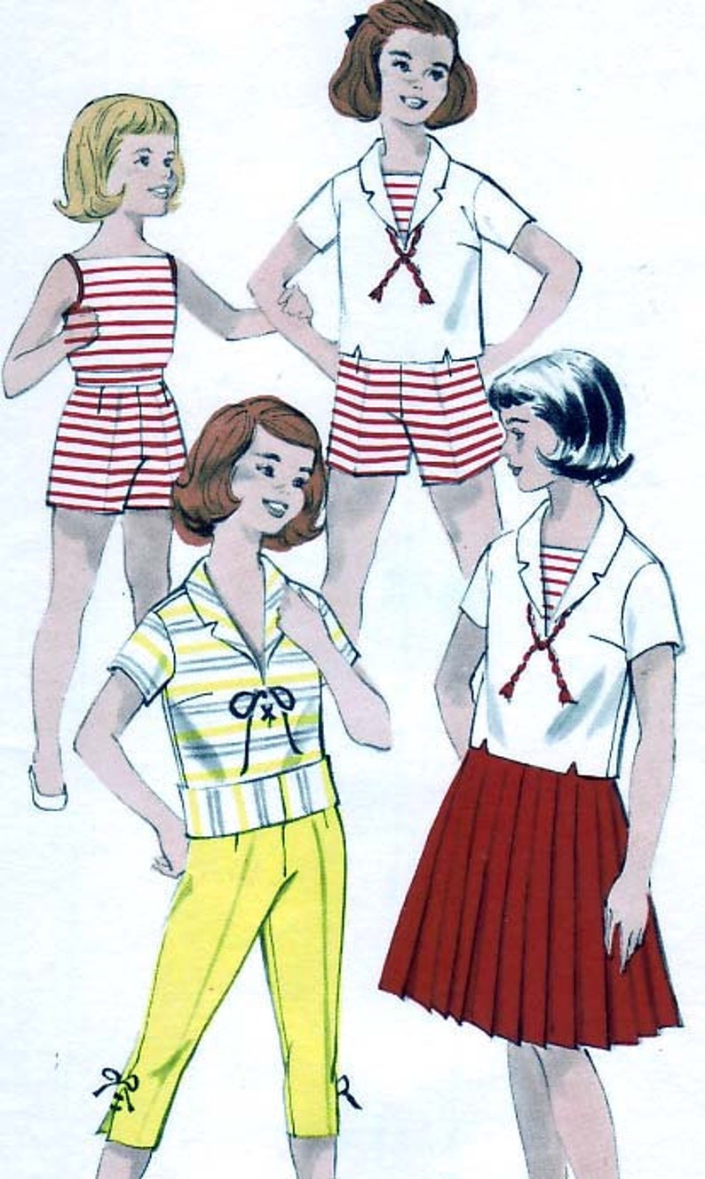 Vintage 1958 Butterick 8619 UNCUT Sewing Pattern Girl's Playtime Wardrobe Size 7 image 2