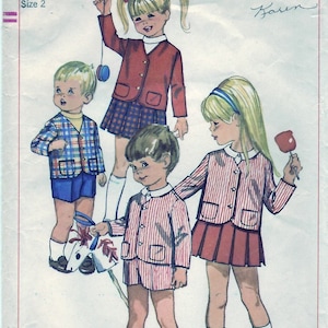 vintage 1967 Simplicité 6989 patron veste, jupe, chemisier et pantalon pour tout-petits garçons, taille 2