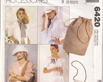 Classic 1993 McCall's 6420 UNCUT FF Fashion Accessories Sewing Pattern Bags, Hats, Scarfs, Hair Accessories, Belts