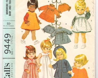 Vintage 1968 McCall's 9449 Craft Sewing Pattern Wardrobe For Chubby Baby and Toddler Dolls Size Small (12"-16")