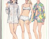 Vintage 1968 Simplicity 7645 Sewing Pattern Misses 39 Two-Piece Bathing-Suit and Shirt Size 8 Bust 31-1 2