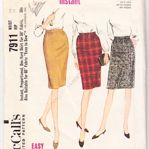 Vintage 1965 McCall's 7911 Symönster Misses' One-Yard Kjol - Lätt att sy storlek 28