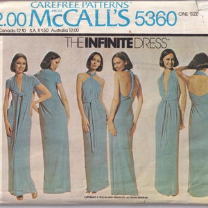 Vintage 1976 McCall&#39;s 5360 UNCUT FF Sewing Pattern Misses&#39; The Infinite Dress Halter Neck - Hip Size 32 - 38