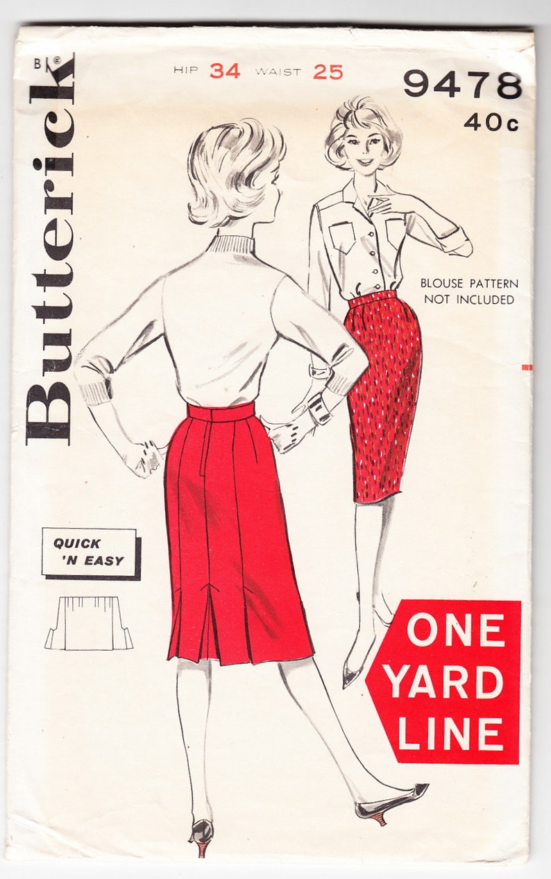 Vintage 1963 Butterick 9478 Sewing Pattern Juniors' and Misses' Easy Skirt Size 25 image 1