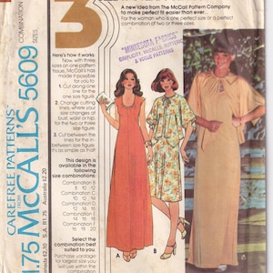 May include: A sewing pattern for a dress and cover-up. The pattern is from McCall's and is called "Carefree Patterns". The pattern is available in sizes 14-16-18. The pattern is for a misses' dress and cover-up. The pattern is available in a variety of size combinations. The pattern is a trademark of The McCall Pattern Company.
