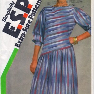 Vintage 1983 Simplicity 6289 UNCUT Sewing Pattern Misses' Dress Size 8, 10, 12 Bust 31-1/2, 32-1/2, 34 image 1