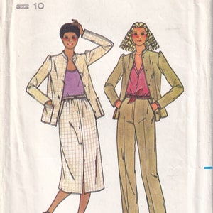 Vintage 1980 Butterick 6484 UNCUT Sewing Pattern Misses&#39; Jacket, Skirt and Pants Size 10 Bust 32-1/2