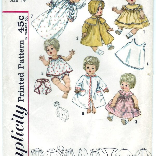 Vintage 1953 Simplicity 4727 Craft Sewing Pattern Wardrobe for Betsy Wetsy, Carrie Cries, Sweetie Pie and Tiny Tears Size 14ins