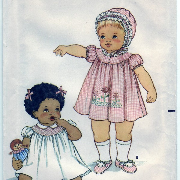 FREE SHIPPING Vintage 1981 Butterick 3948 Sewing Pattern Infants Dress, Panties, Bonnet, Slippers and Embroidery Transfers Size Newborn