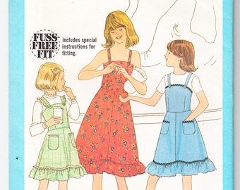 Vintage 1978 Simplicity 8544 UNCUT Sewing Pattern Girls' SunDress or Jumper Size 12