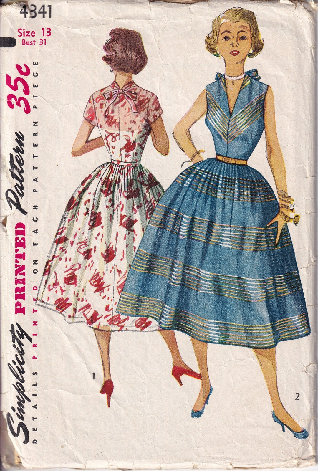 【特別セール品】 1953 Vintage Simplicity Misses Junior Pattern Sewing 4341 ワンピース