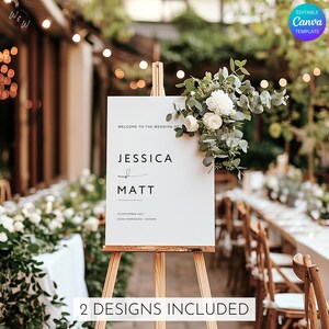 Modern Wedding Welcome Sign Template | Editable Minimalist Wedding Sign | Printable Welcome Sign
